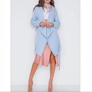 Ice Blue Drape Collar Fleece Coat - 5 Star Rated